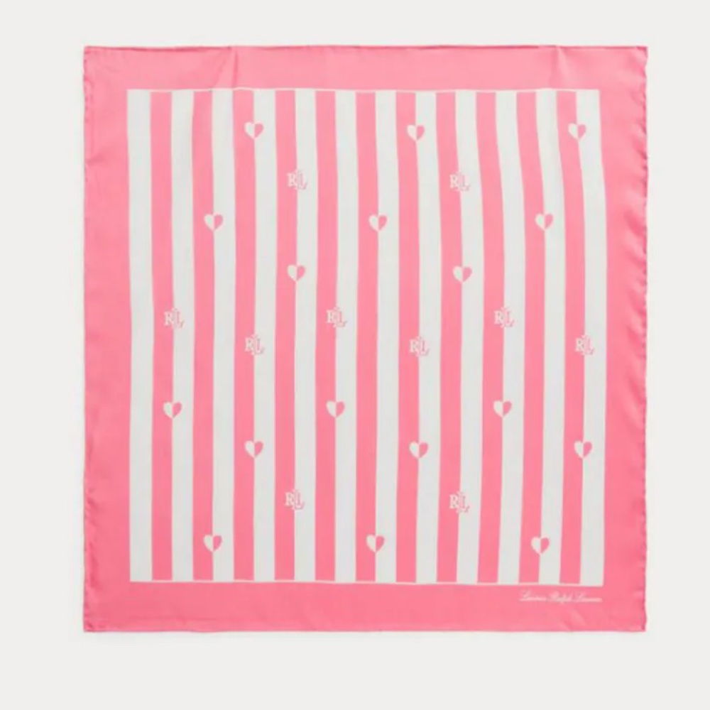 NWOT Ralph Lauren Julia Logo Striped Square Scarf